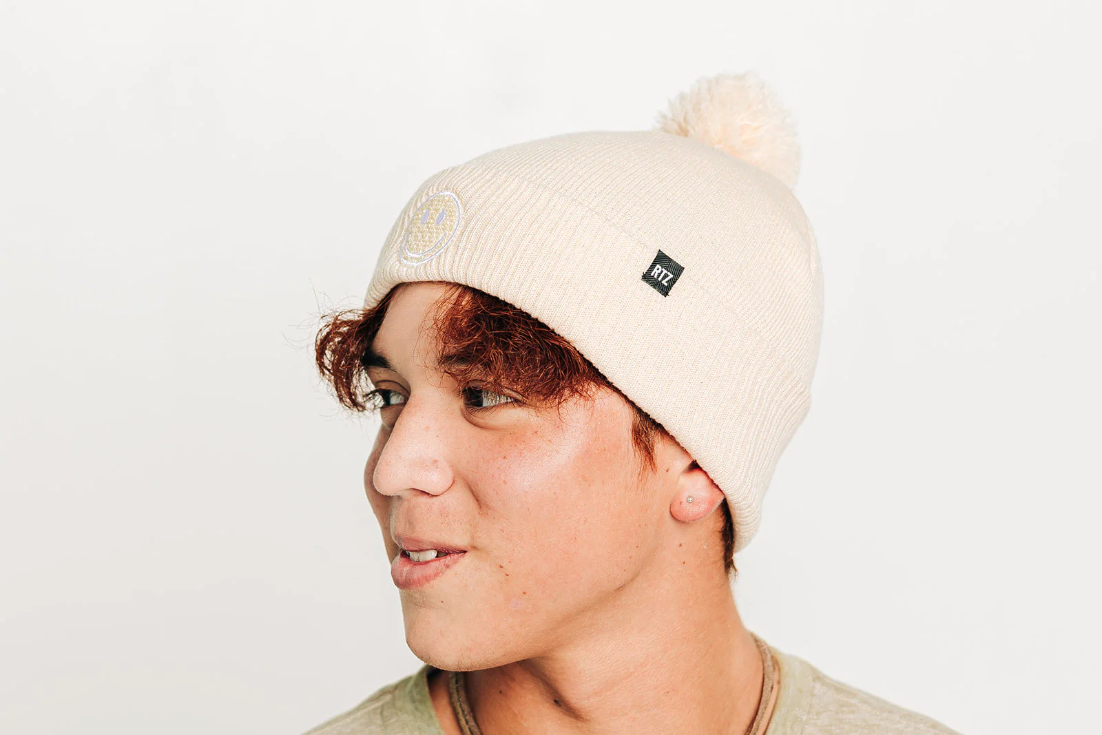 Smiley Pom Pom Beanie Hat - Image 37