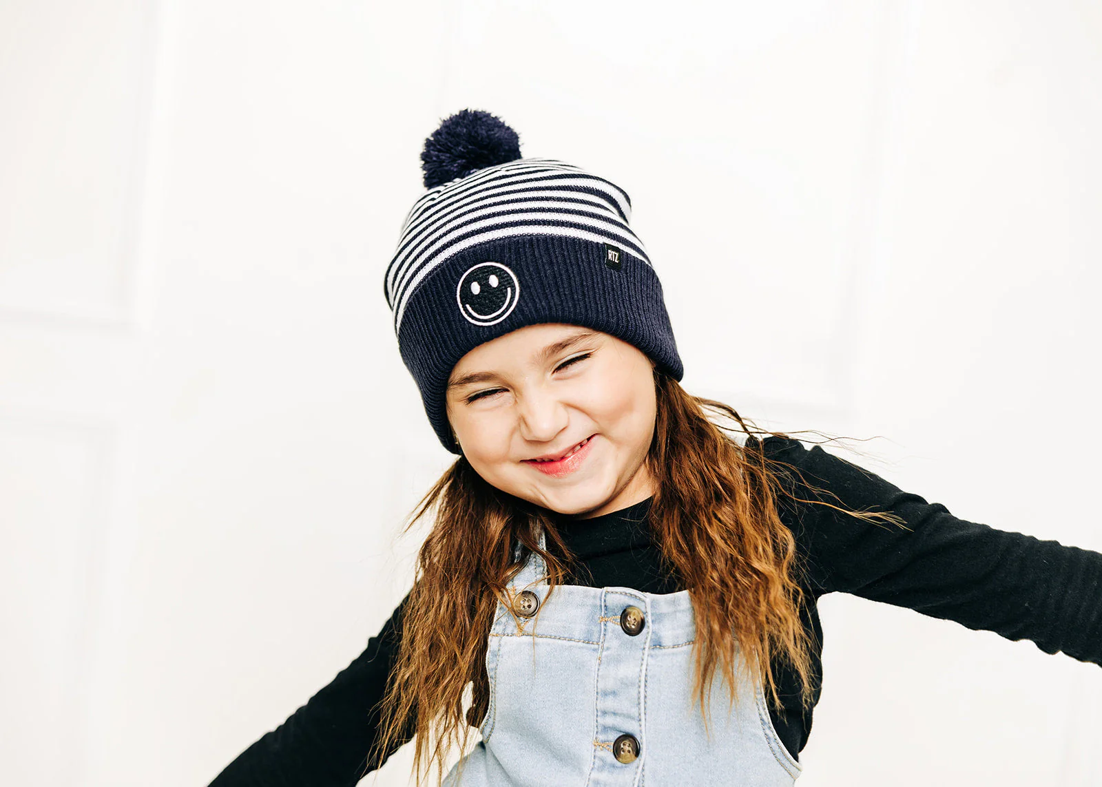 Smiley Pom Pom Beanie Hat - Image 38