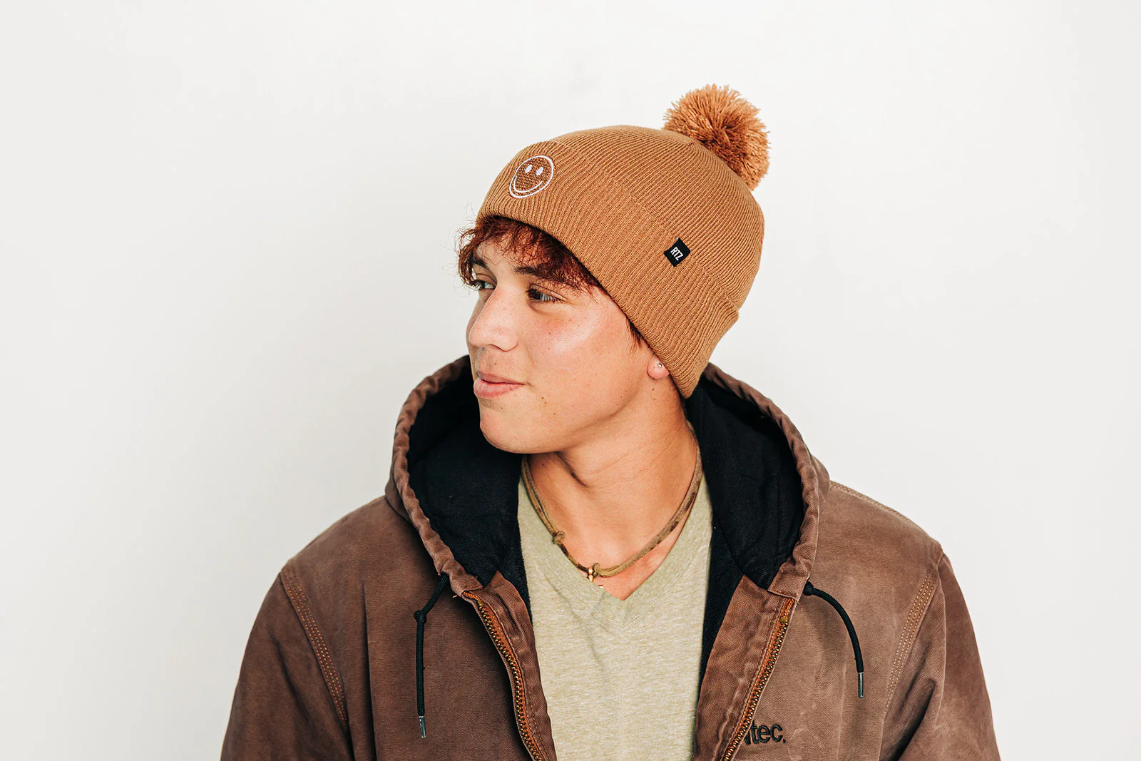 Smiley Pom Pom Beanie Hat - Image 43