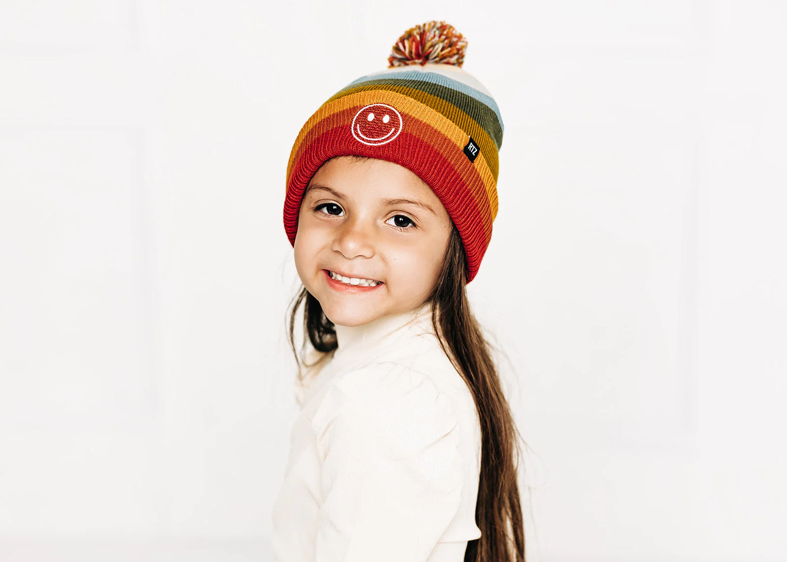 Smiley Pom Pom Beanie Hat - Image 5
