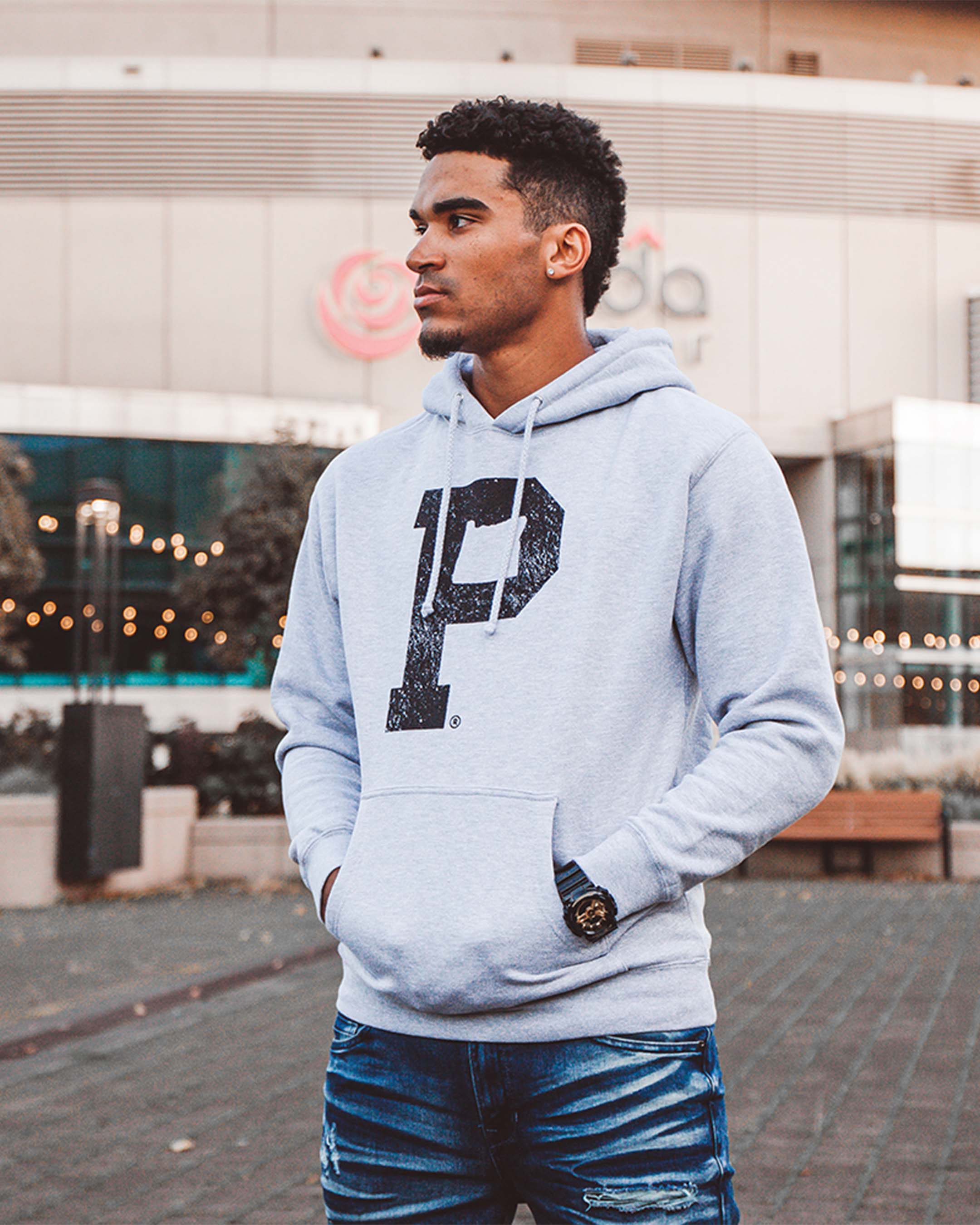 Soft-Blend "P" Hoodie - Grey - Image 2