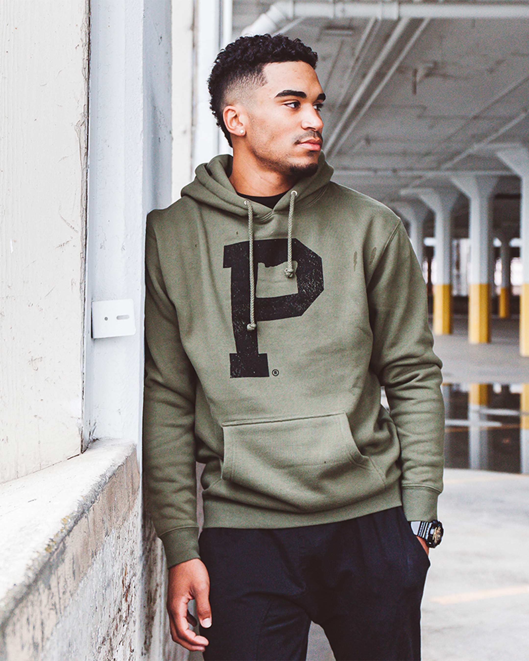 Soft-Blend "P" Hoodie - Olive - Image 2