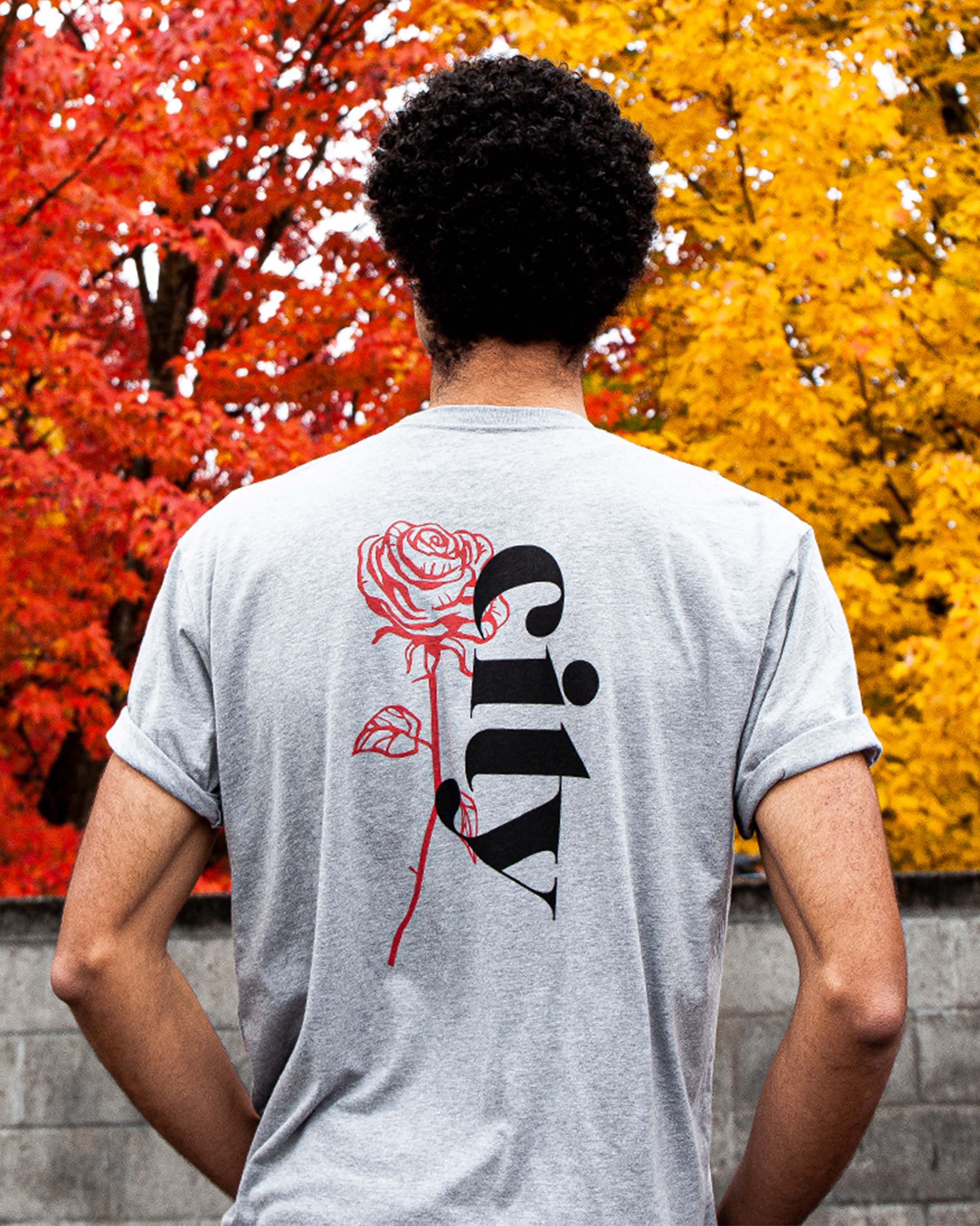 Soft-Blend Rose City "P" Tee - Grey - Image 3