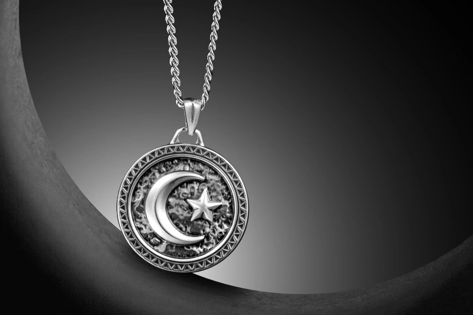 Star & Crescent Amulet - Sterling Silver - Image 2