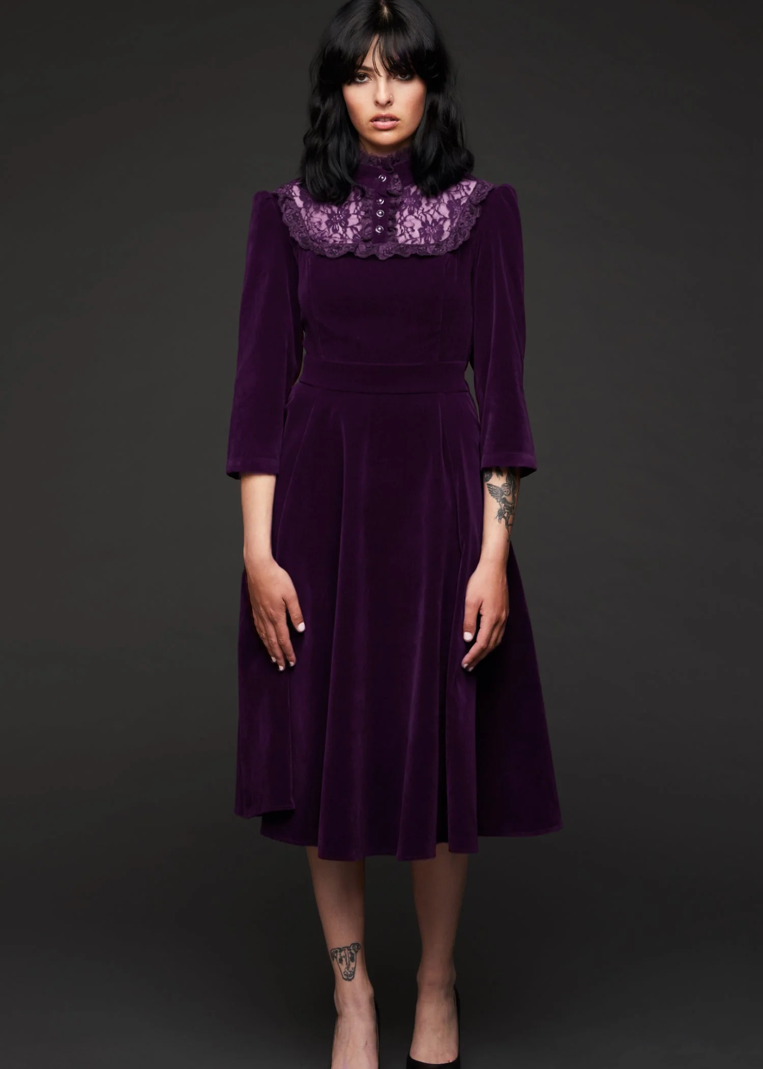 Still Loving You Purple Velvet Gothic Dress - Image 2