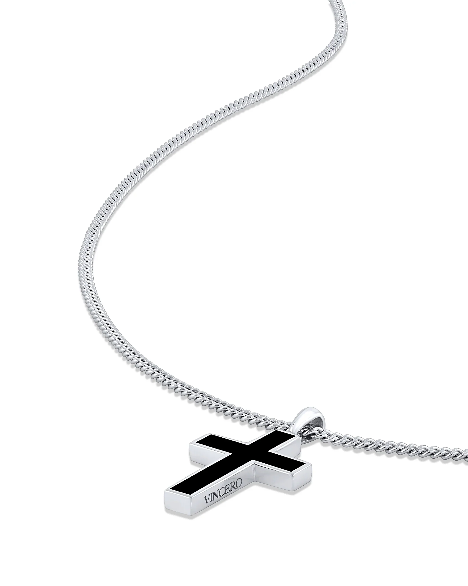 Stone Cross Curb Set - Sterling Silver - Image 6