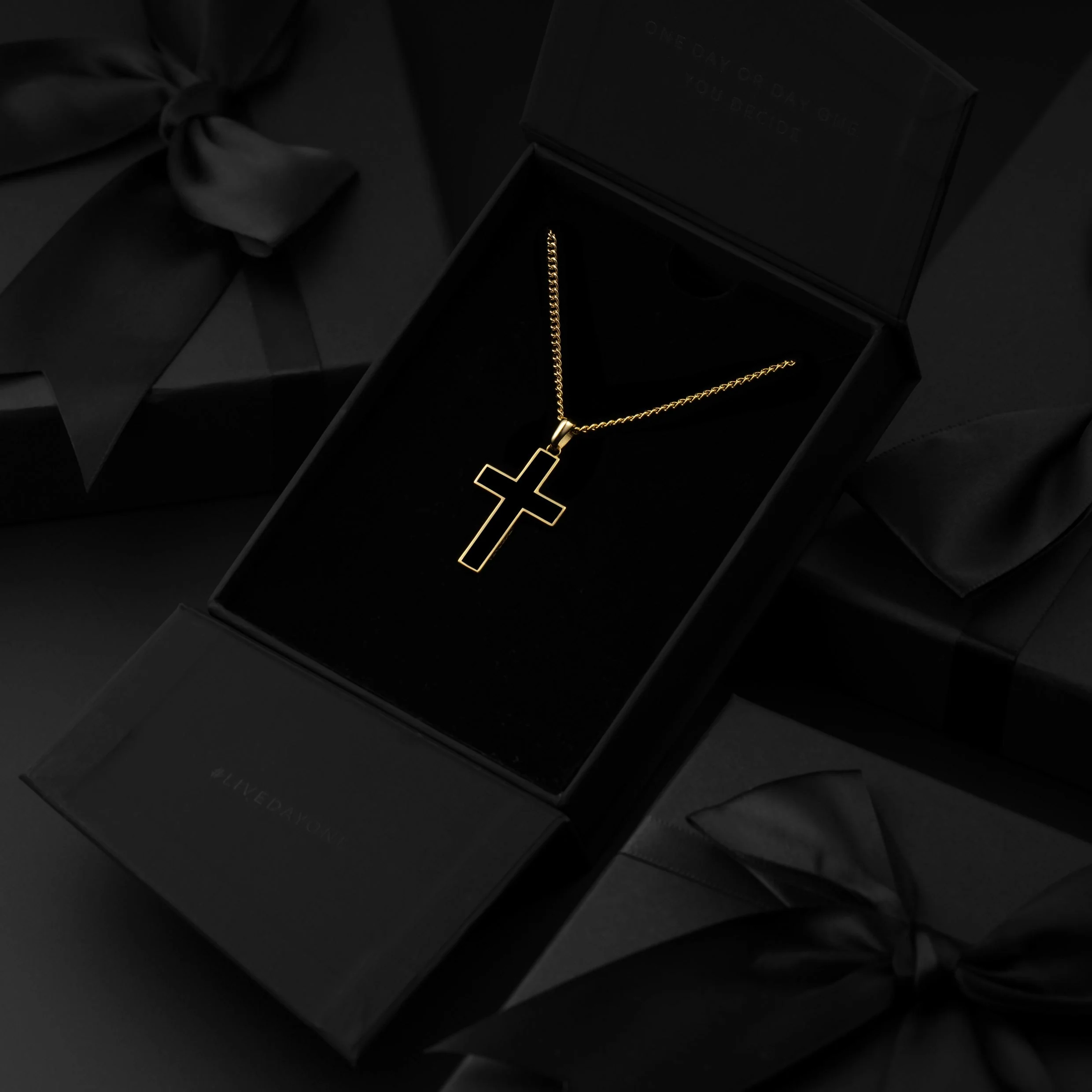 Stone Cross (Large) - 14K Gold Onyx - Image 6