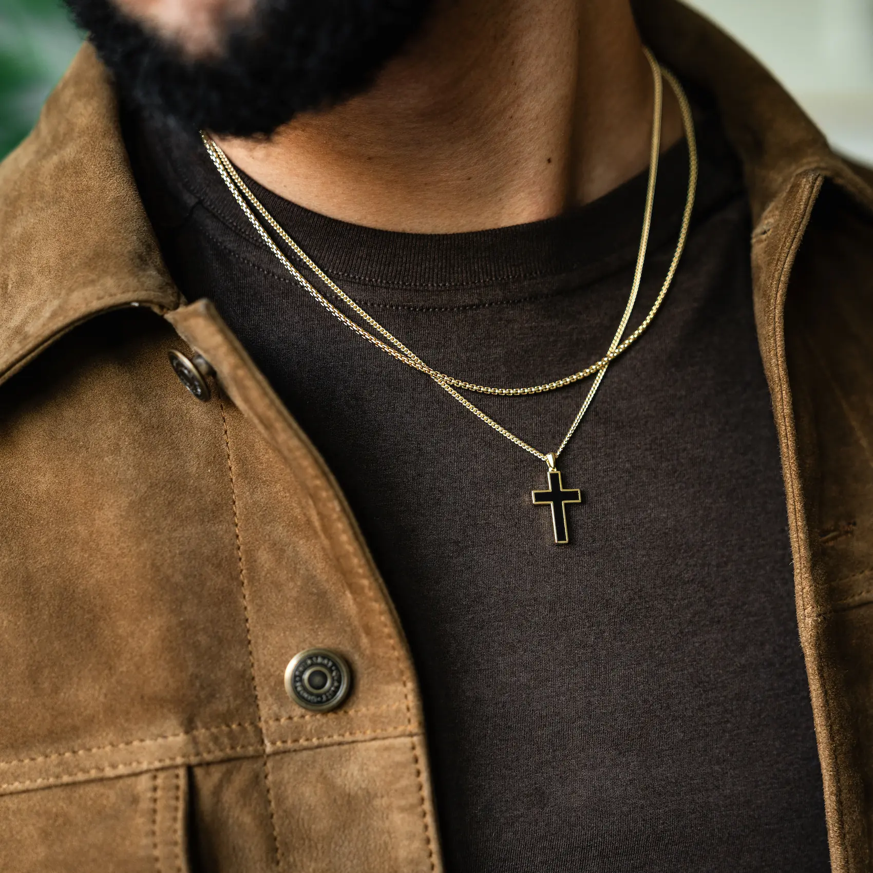 Stone Cross (Large) - 14K Gold Onyx - Image 8