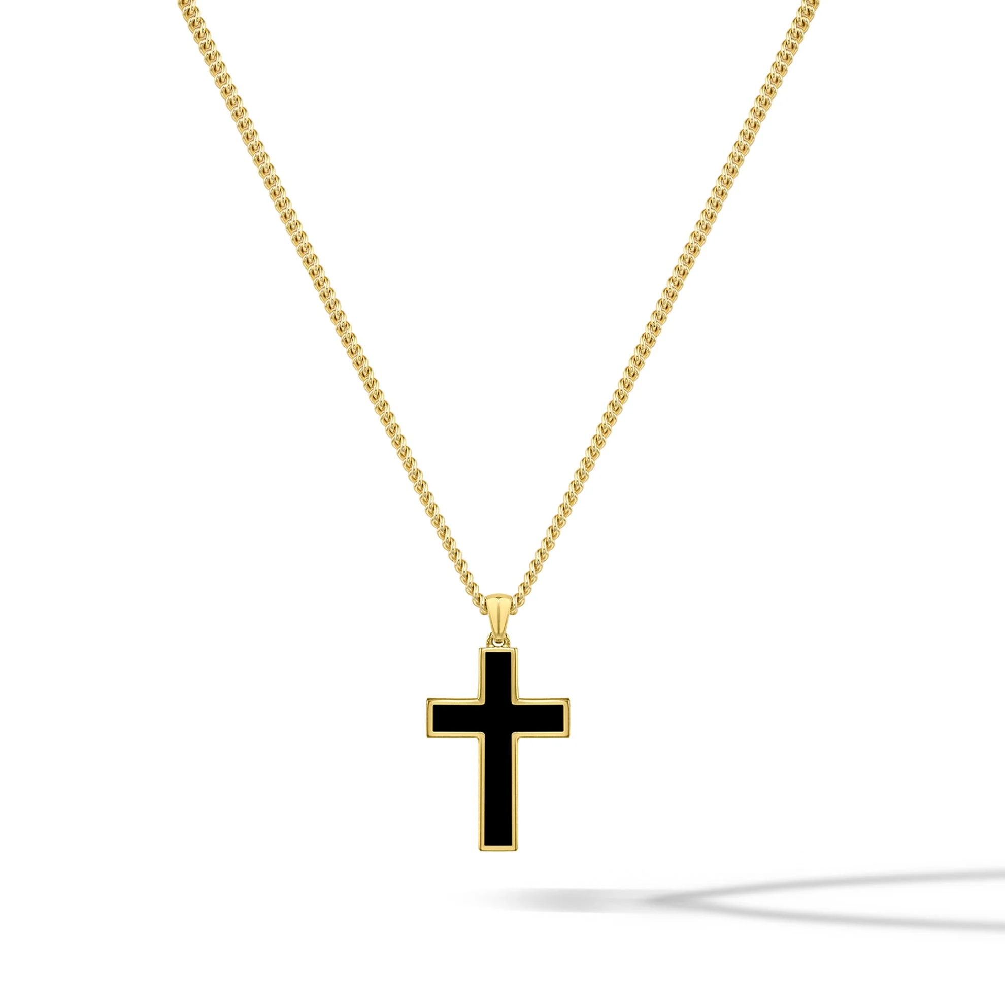 Stone Cross Pendant -  14K Gold Onyx - Image 10
