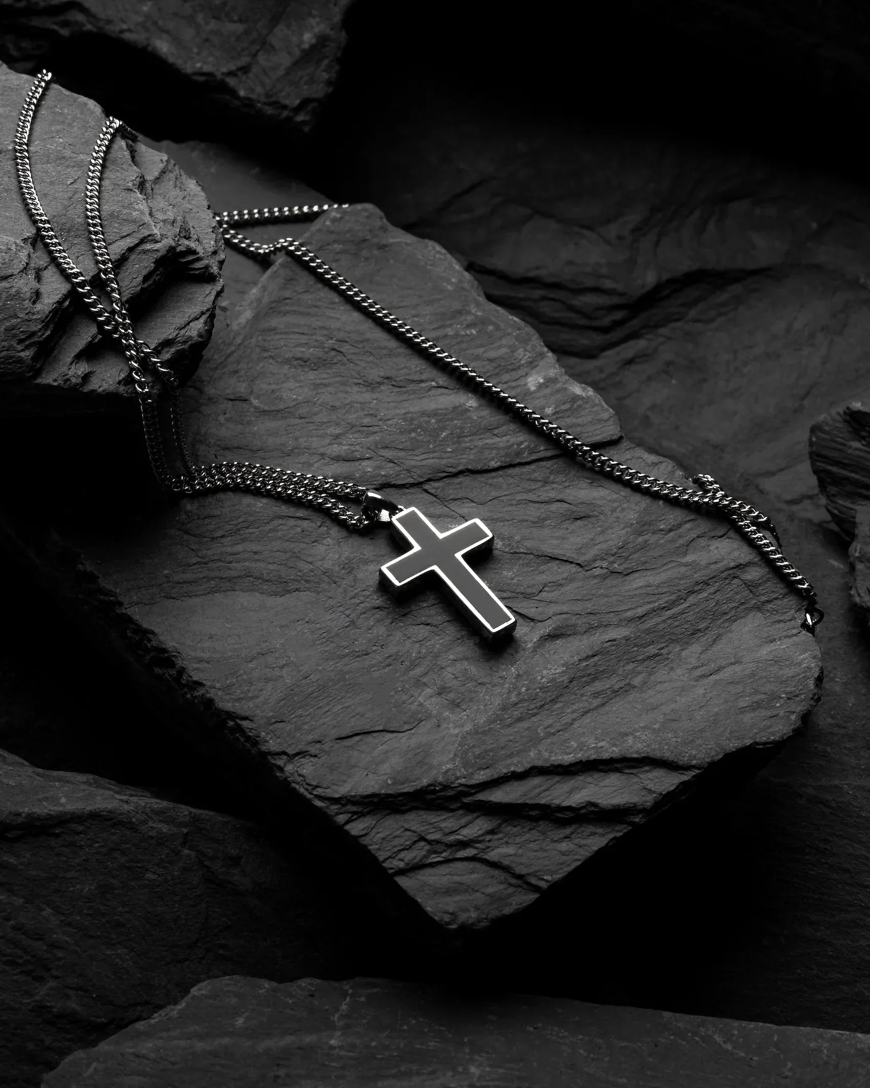 Stone Cross Pendant - Black Onyx - Image 2