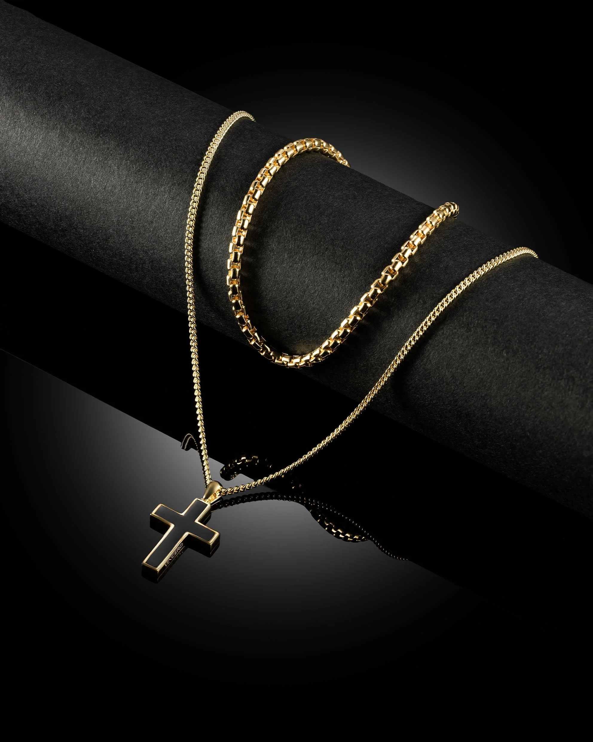 Stone Cross Pendant - Gold Set - Image 2