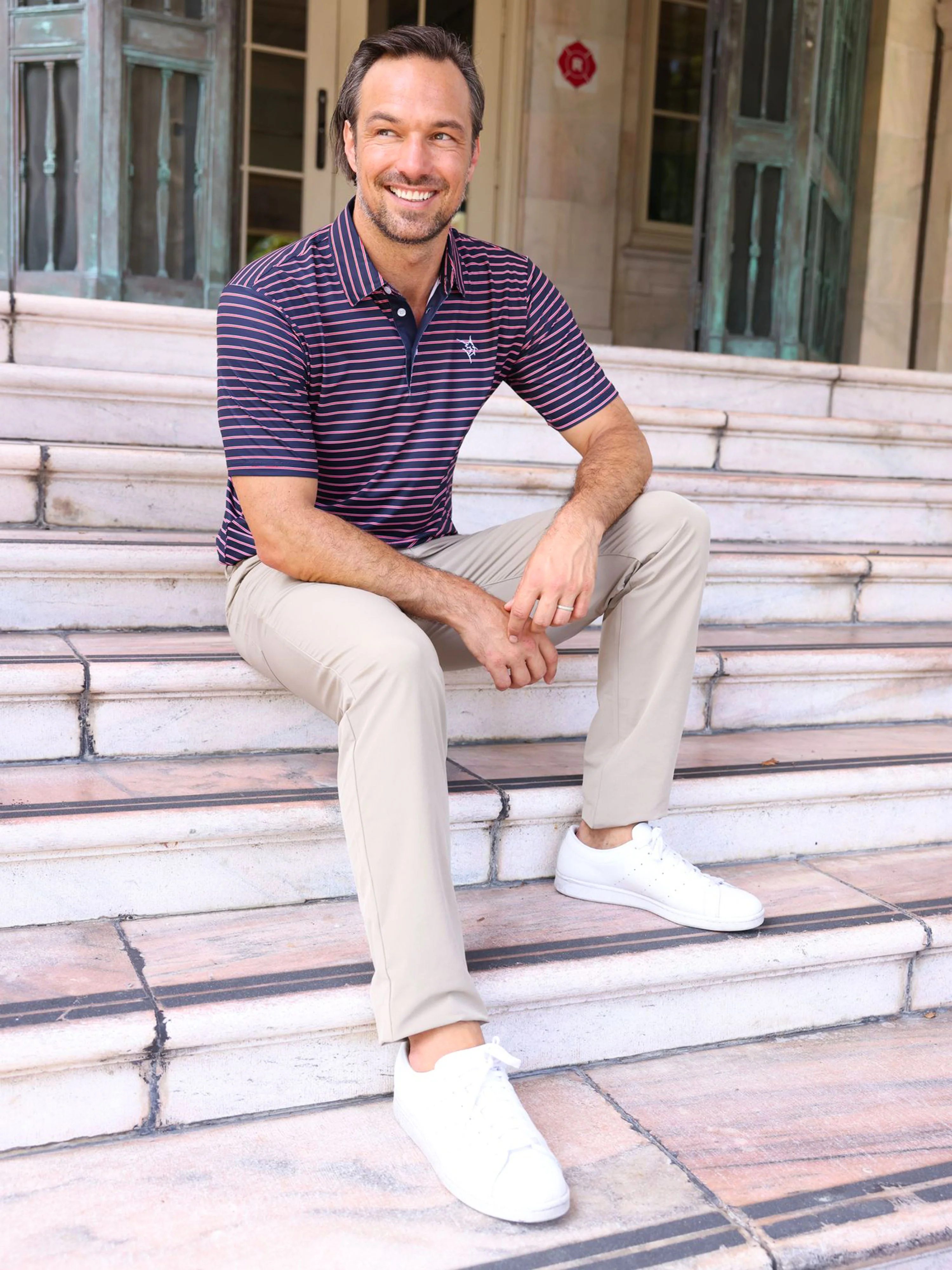 Men's Striper Polo. Purple - Image 4