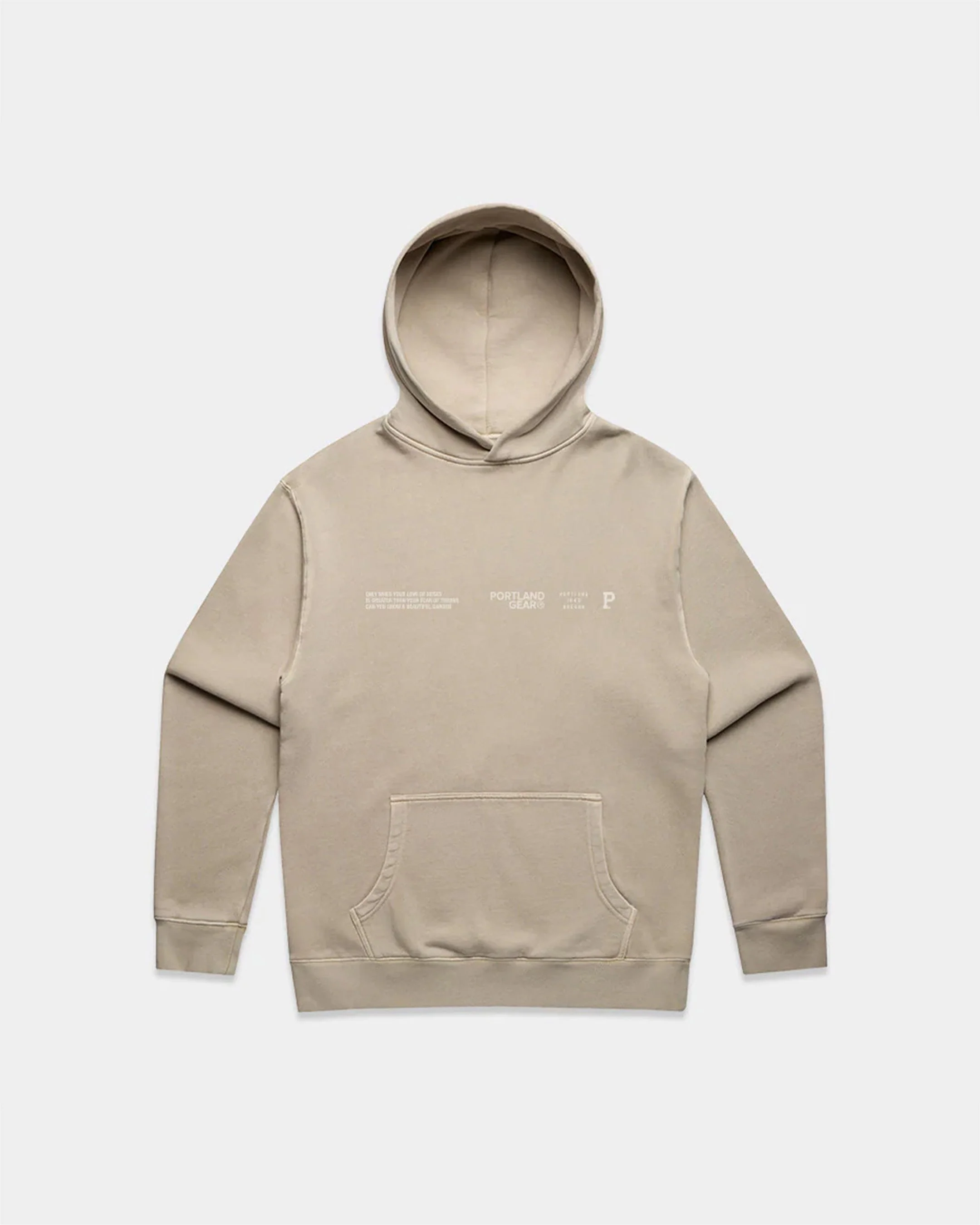 Sueded Slogan Hoodie - Taupe - Image 2