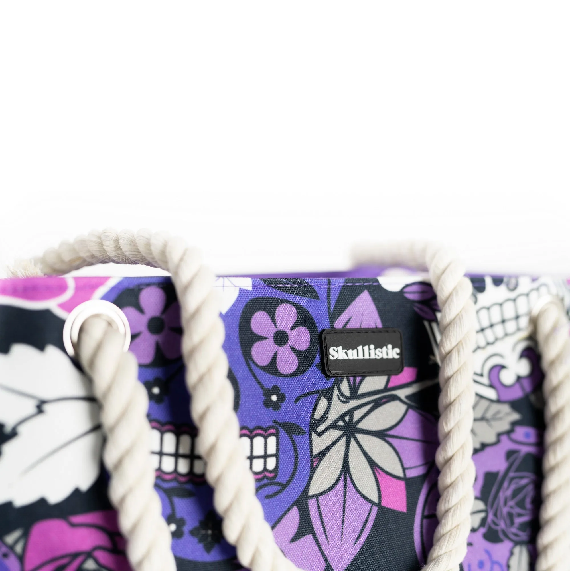 Sugar Skull Purple Shoulder Beach Bag - Image 4