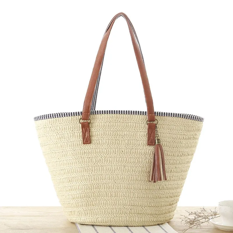 Summer Style Straw Tassel Tote Bag - Image 2