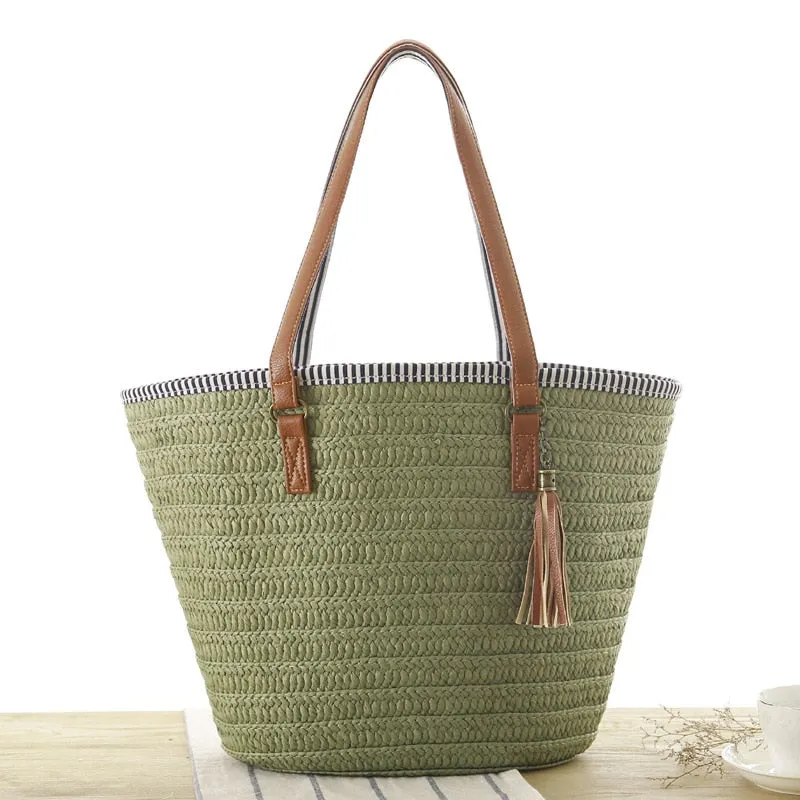 Summer Style Straw Tassel Tote Bag - Image 4
