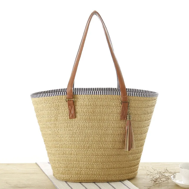 Summer Style Straw Tassel Tote Bag - Image 5
