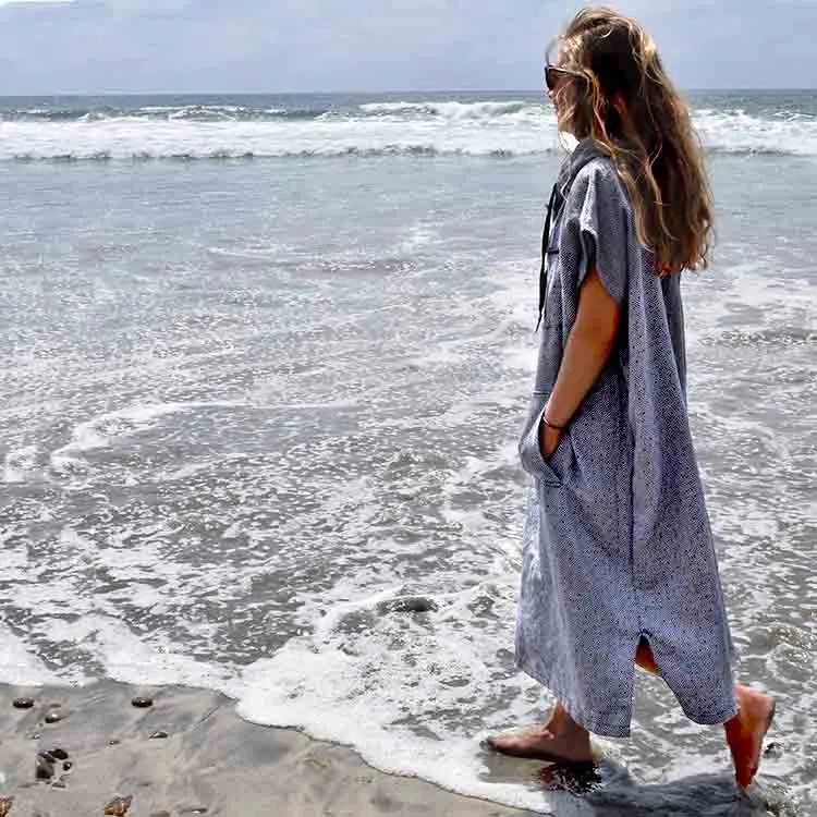 Surf Poncho Changing Robe - Lightweight Turkish Towel - Image 5