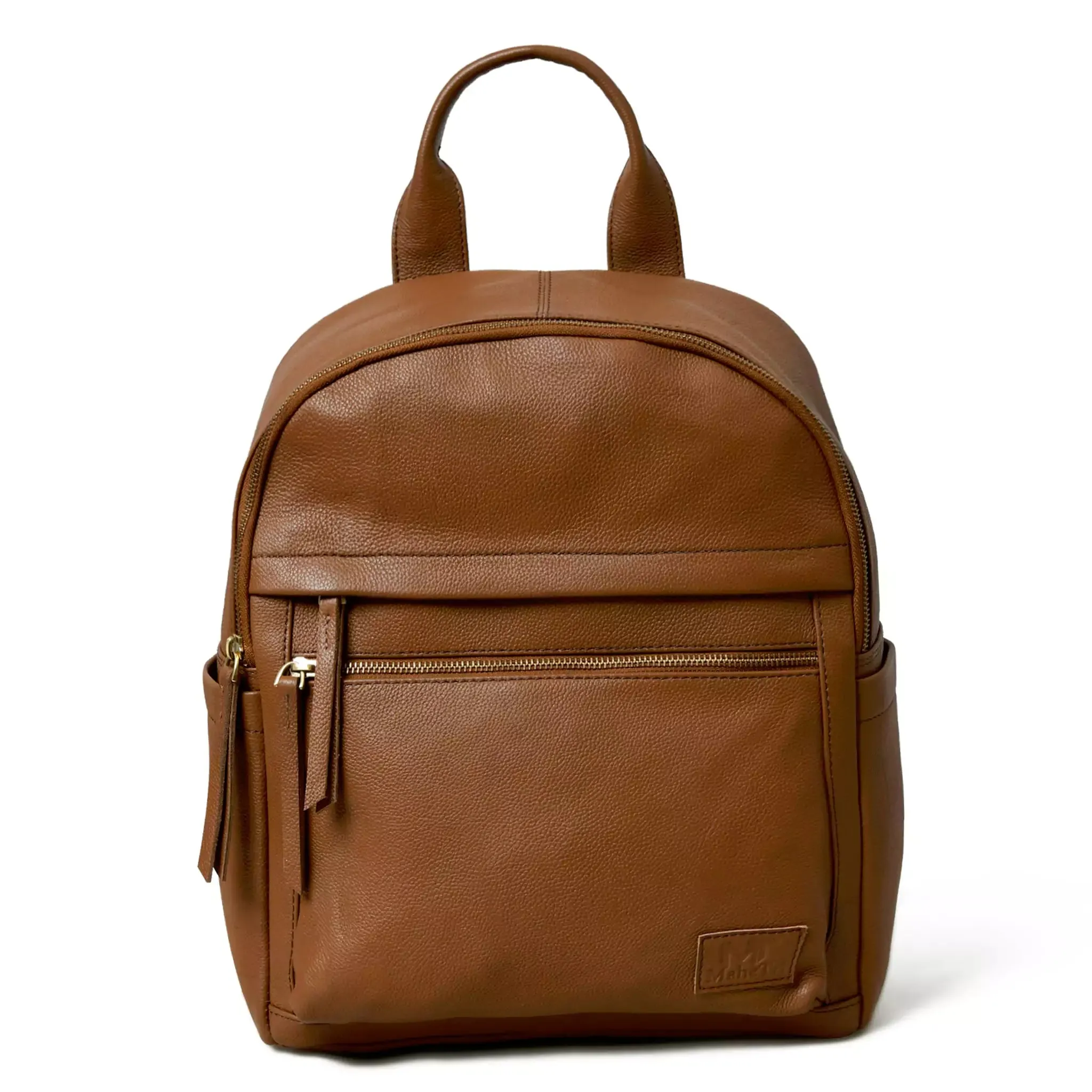 Tan Leather Multi Pocket Women's Backpack - Image 3