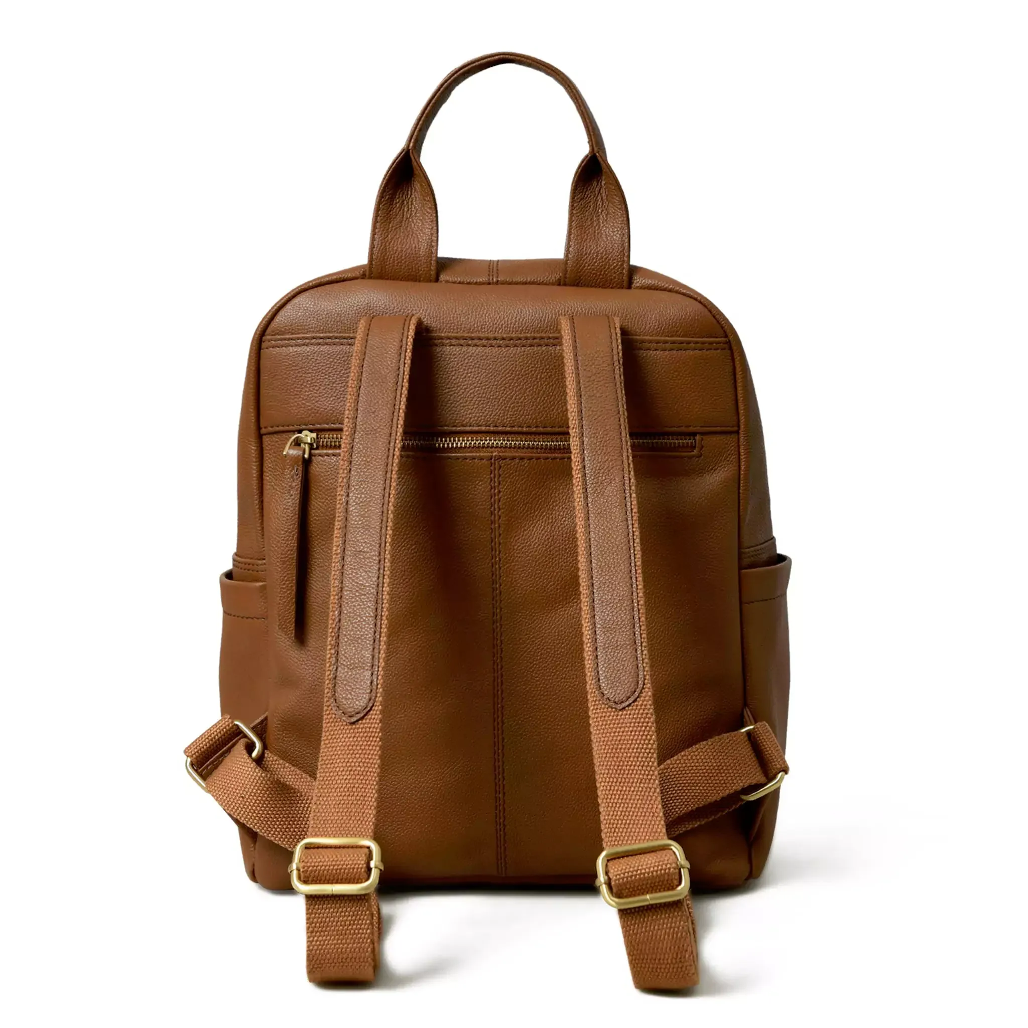 Tan Leather Multi Pocket Women's Backpack - Image 4