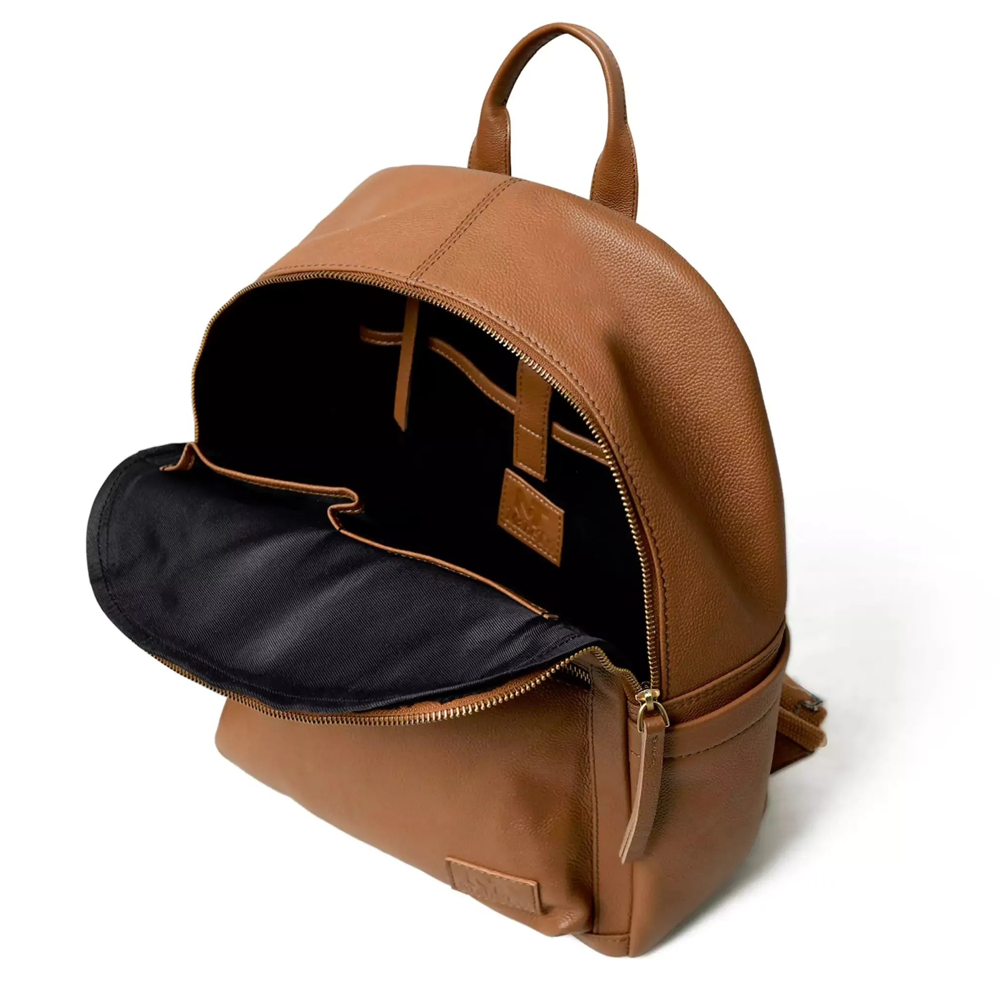 Tan Leather Multi Pocket Women's Backpack - Image 6