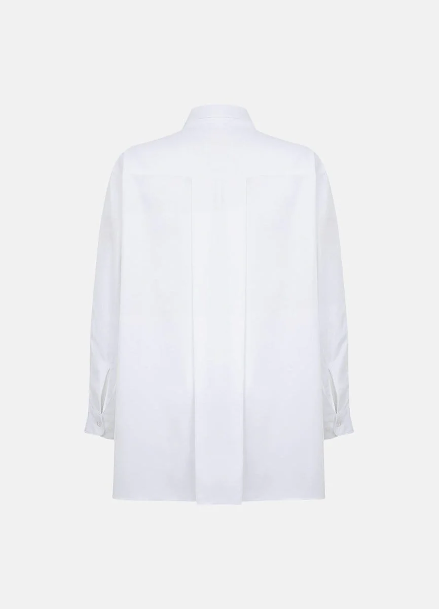 Terza Oversized Rolling-up White Cotton Shirt - Image 9