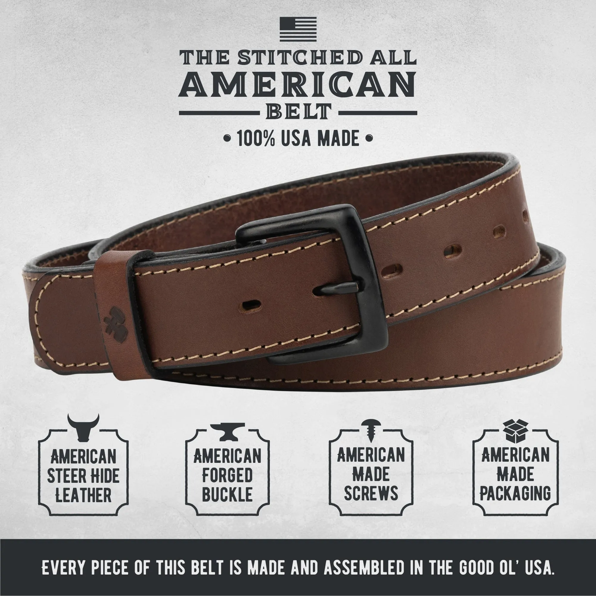 The All American Stitched Leather Belt - Image 3