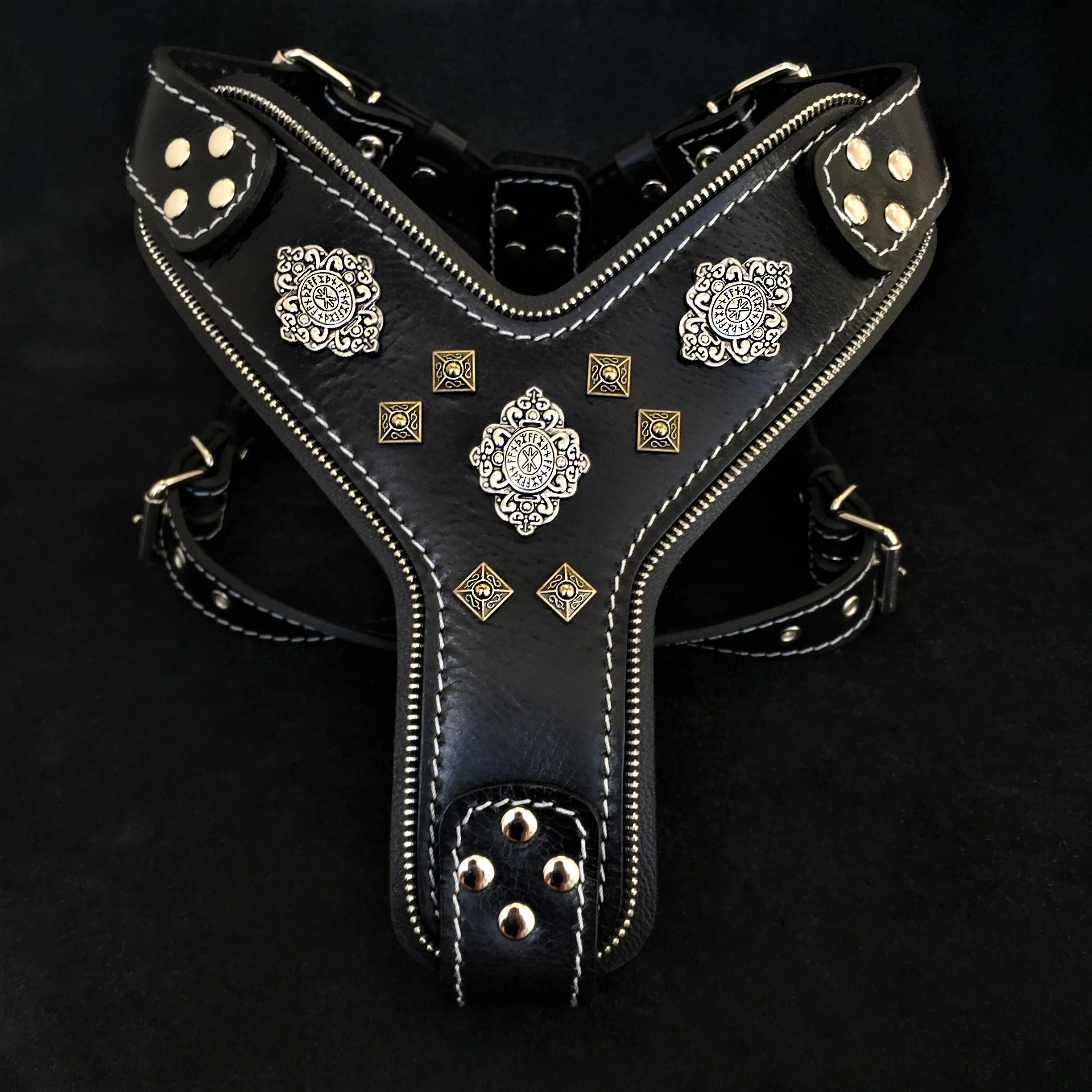 The "Aztec" Dog Harness. Black