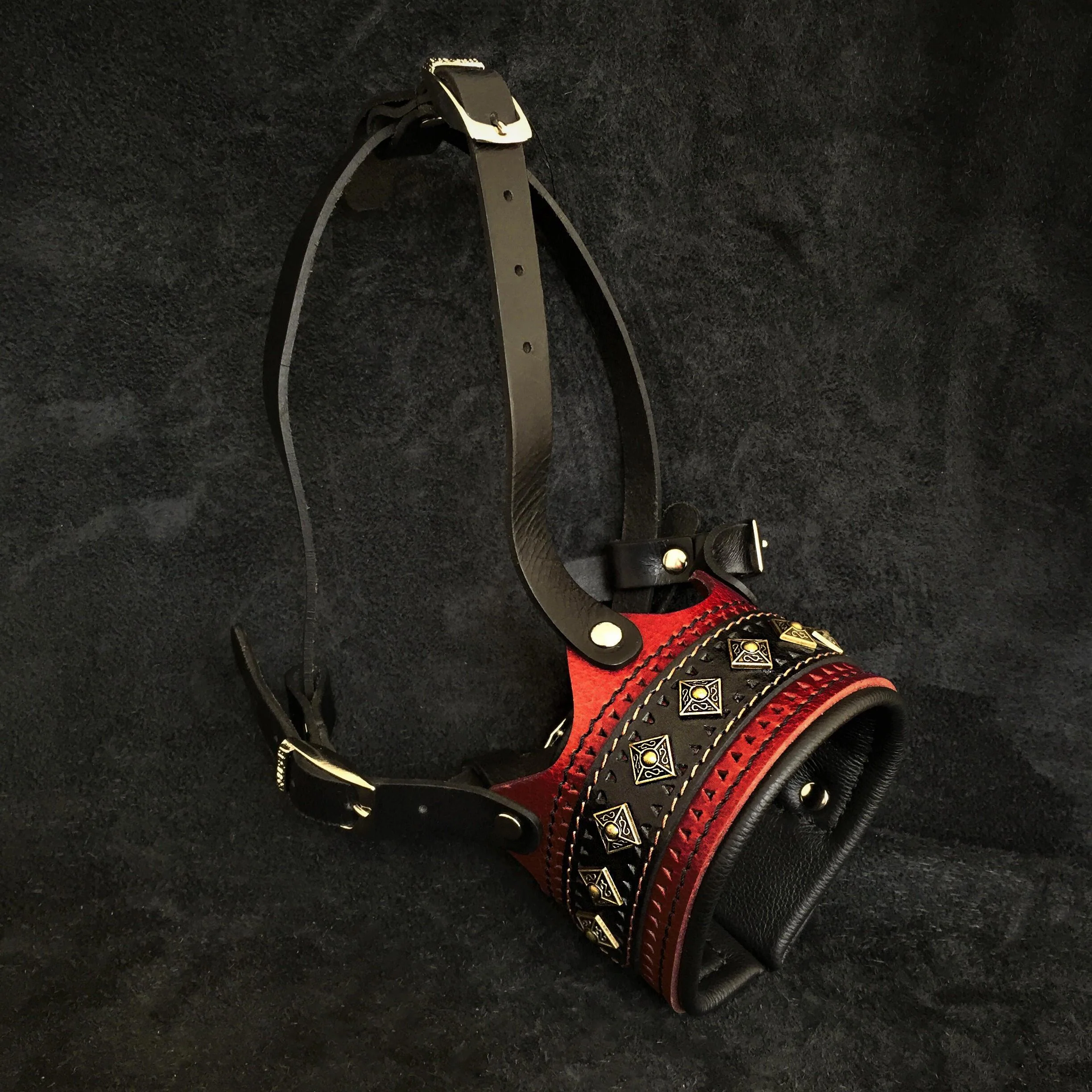 The "Balteus" Leather Dog Muzzle. Red
