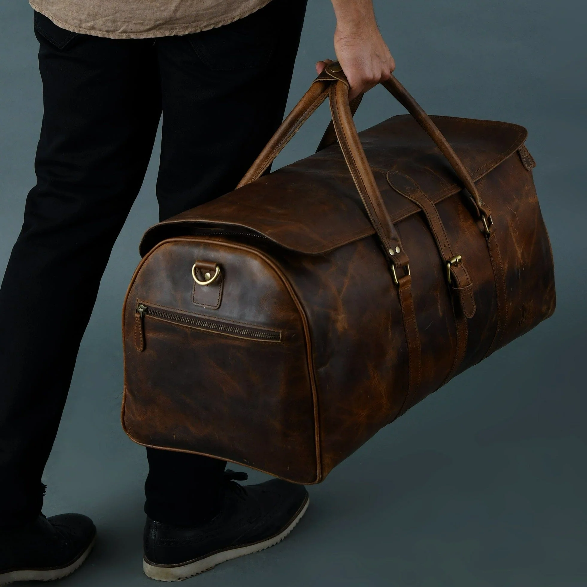 The Bolton Flap Duffel- Brown - Image 3