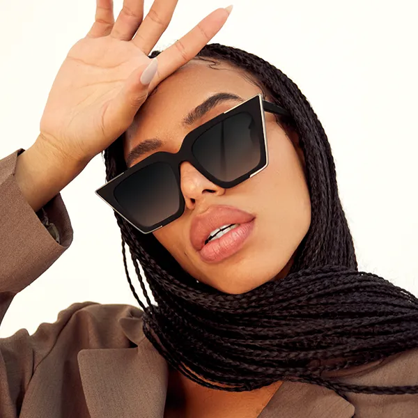 The CEO - Black Faded Black Lens Cateye Sunglasses - Image 3