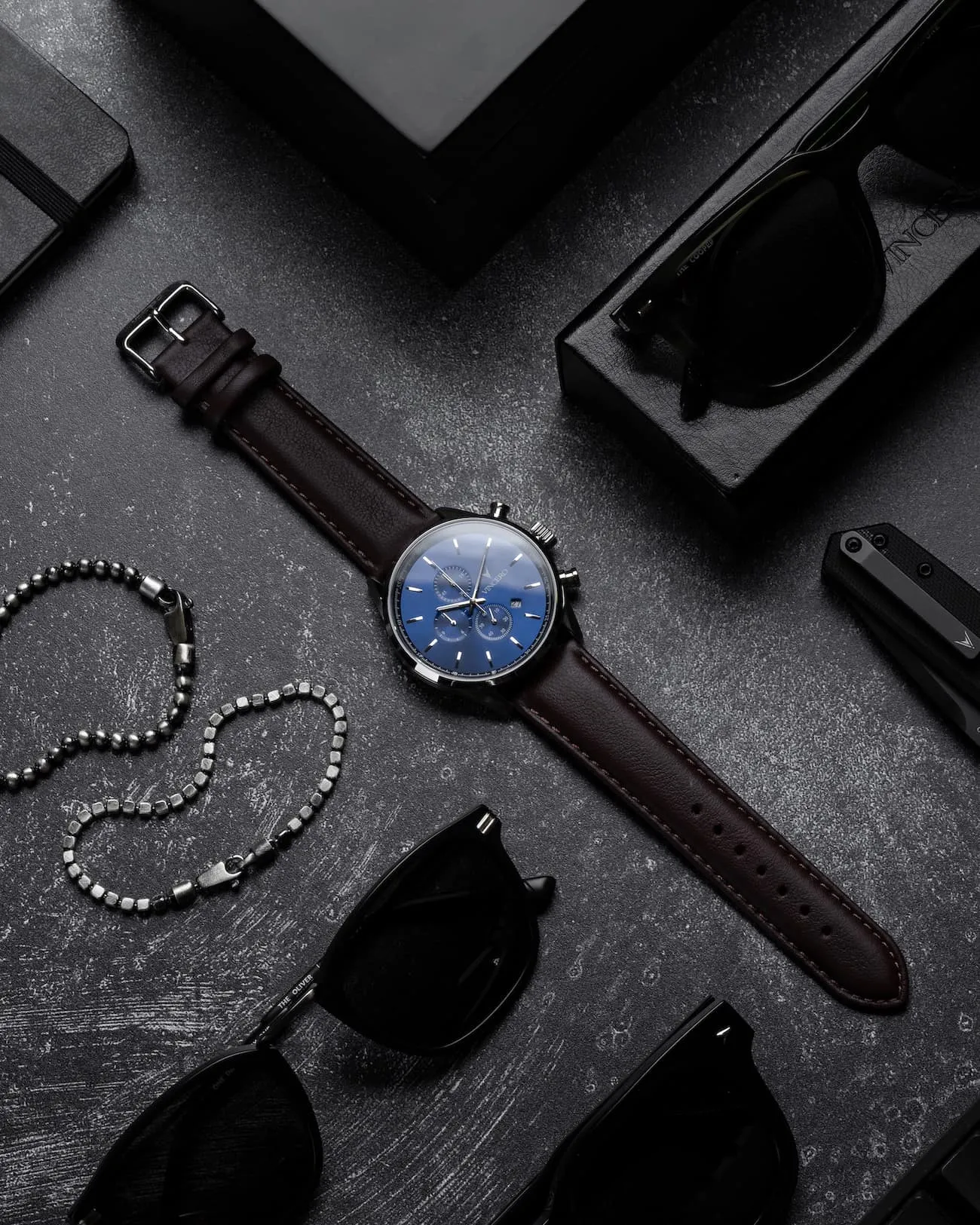 The Chrono S2 Men's Watches - Blue/Brown - Image 4