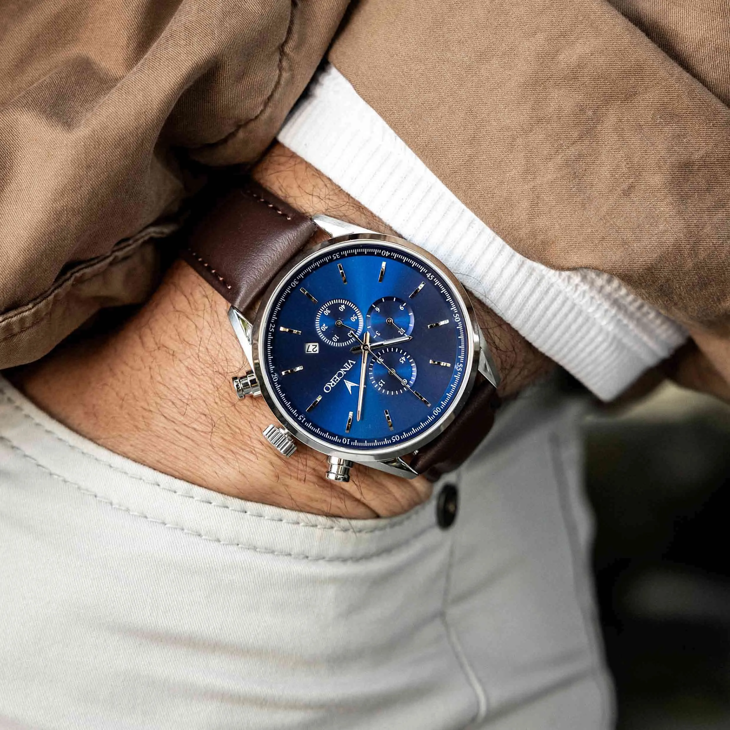 The Chrono S2 Men's Watches - Blue/Brown - Image 6