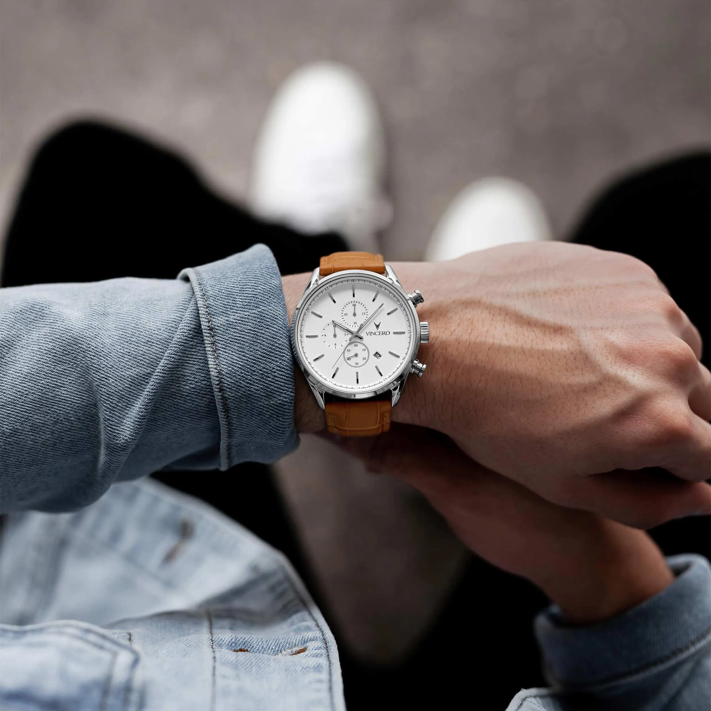 The Chrono S2 Men's Watches - Silver/Tan Watch - Image 2