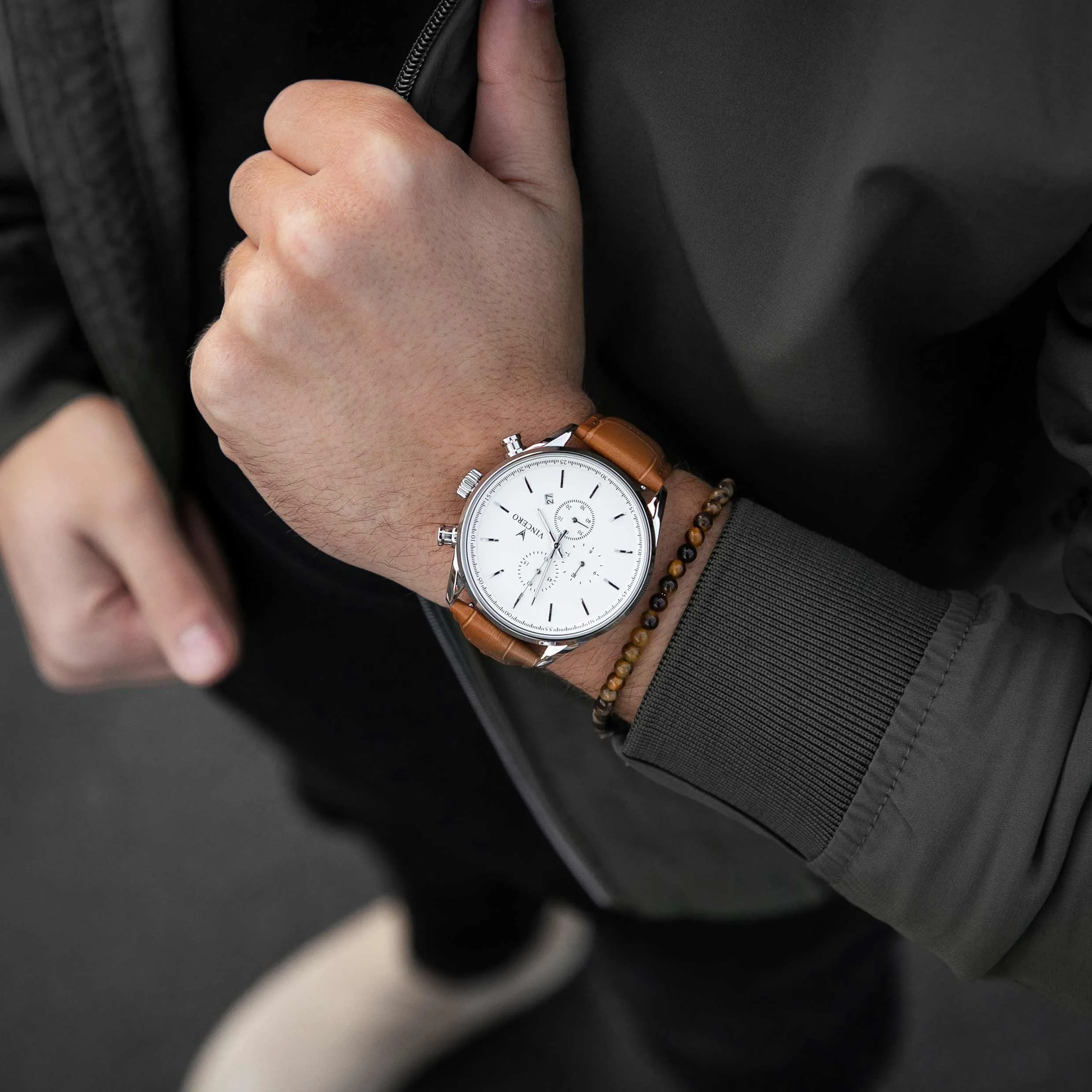 The Chrono S2 Men's Watches - Silver/Tan Watch - Image 5