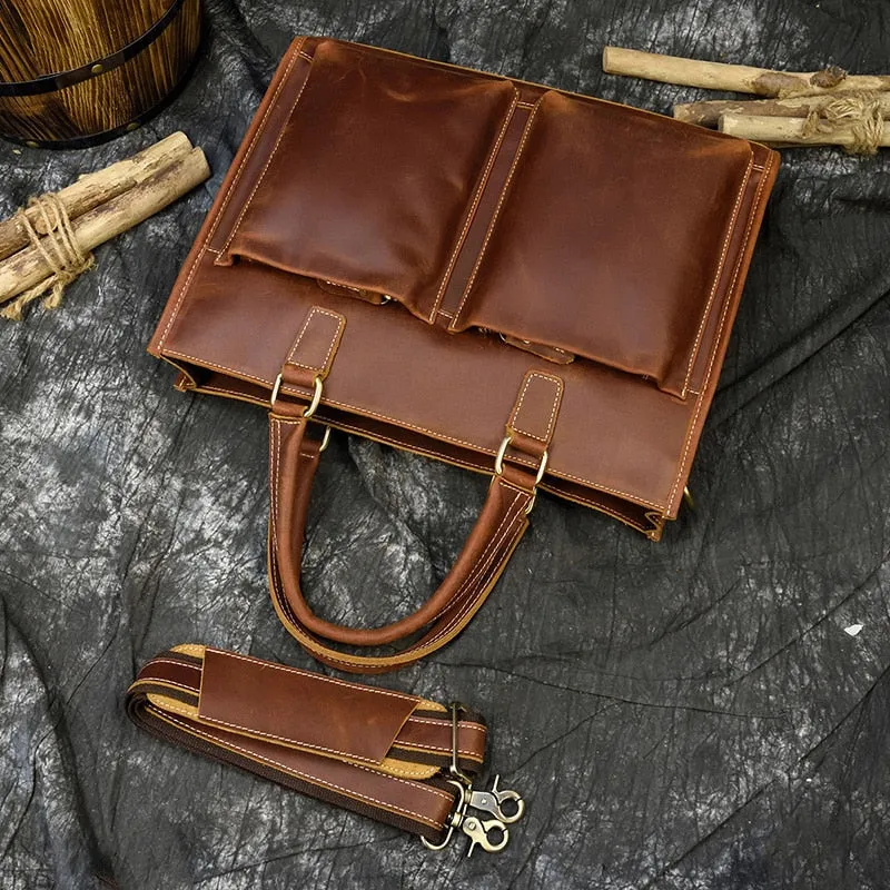 The Dagmar Leather Briefcase | Vintage Leather Messenger Bag - Image 6