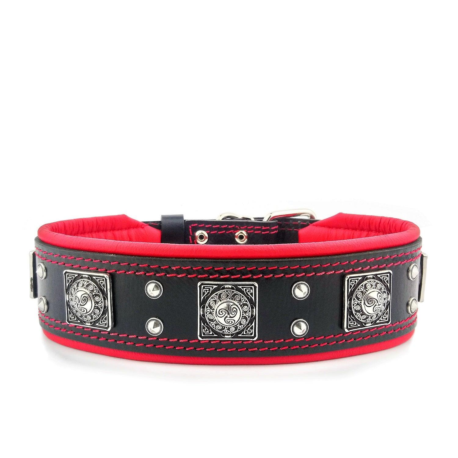 The "Eros" Dog Collar 2.5-inch Wide. Black & Red - Image 2