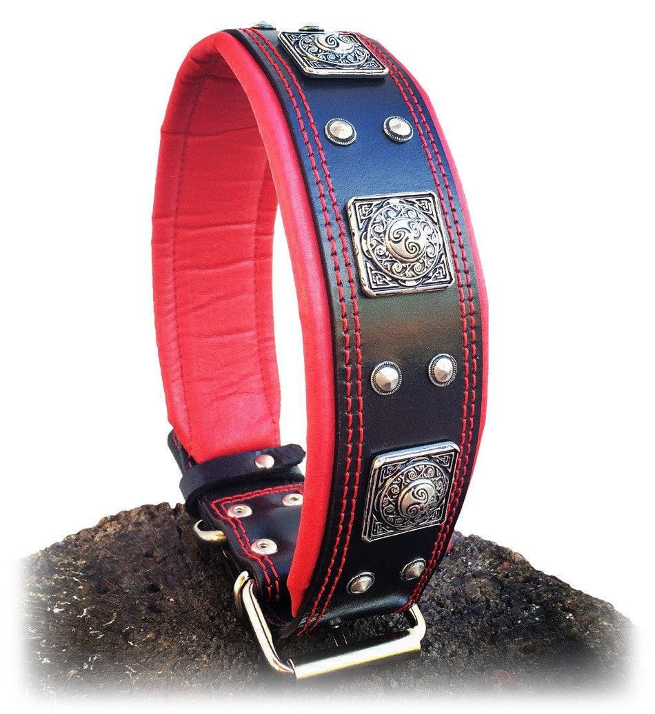 The "Eros" Dog Collar 2.5-inch Wide. Black & Red - Image 3