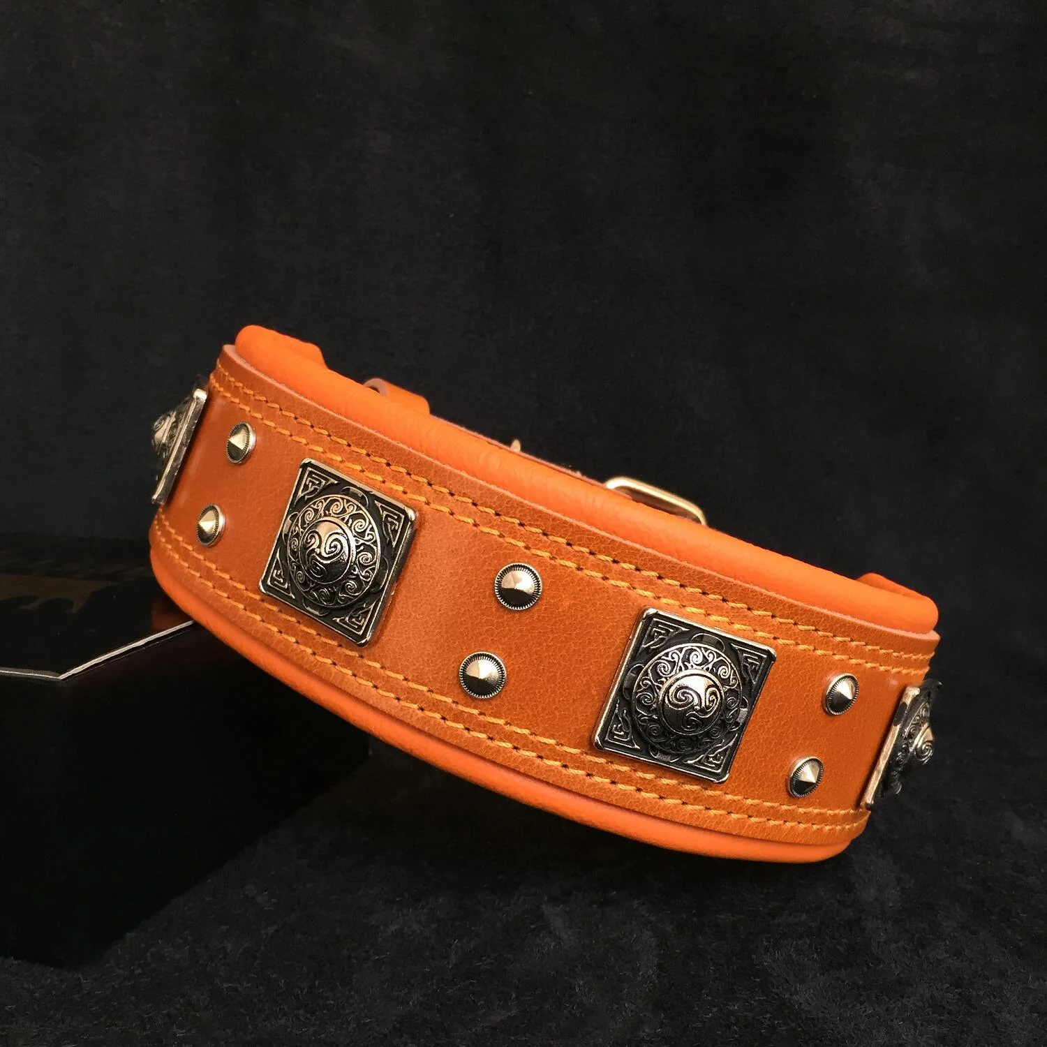 The "Eros" Dog Collar 2.5-inch Wide. Brown - Image 2