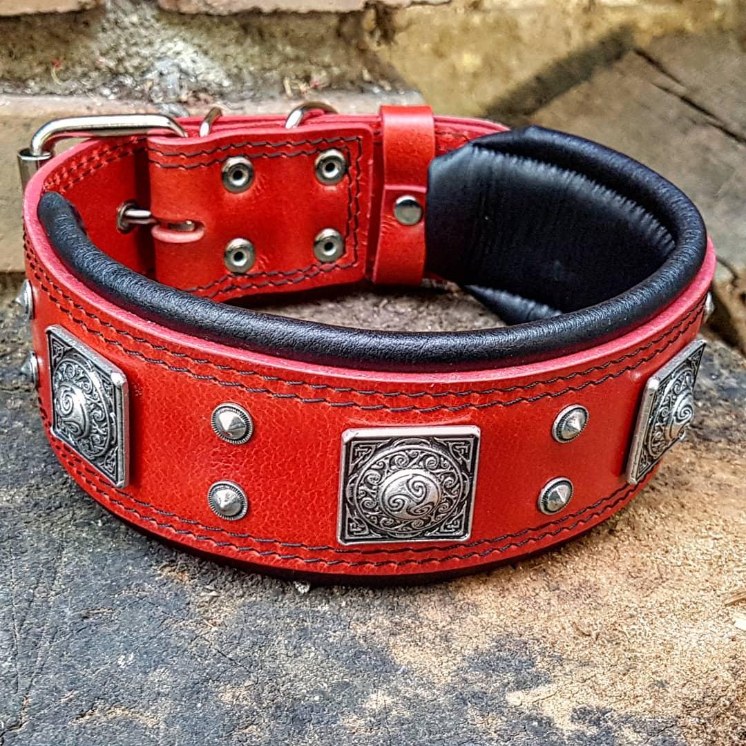 The "Eros" Dog Collar 2.5-inch Wide. Red - Image 2