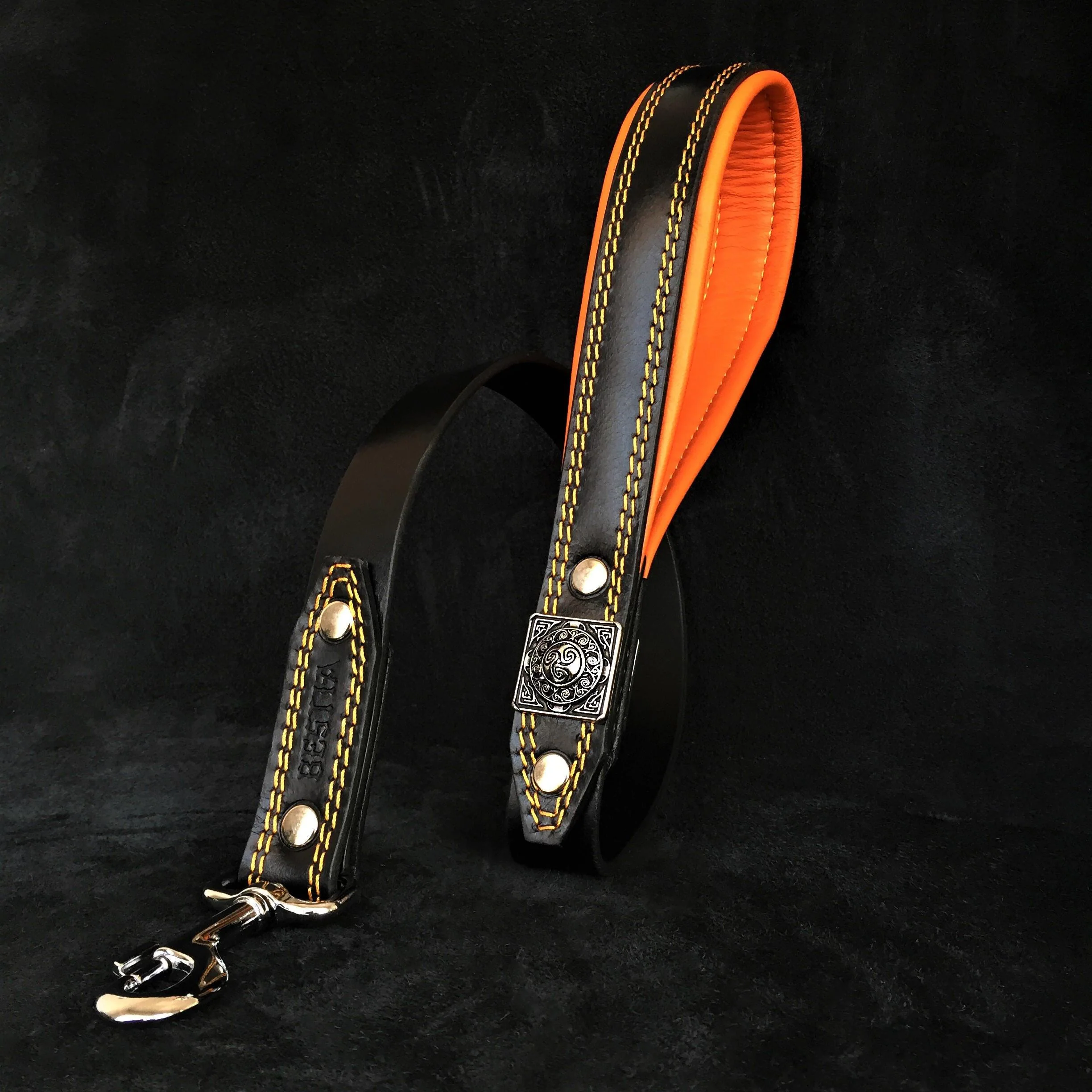 The "Eros" Dog Harness. Black & Orange - Image 2