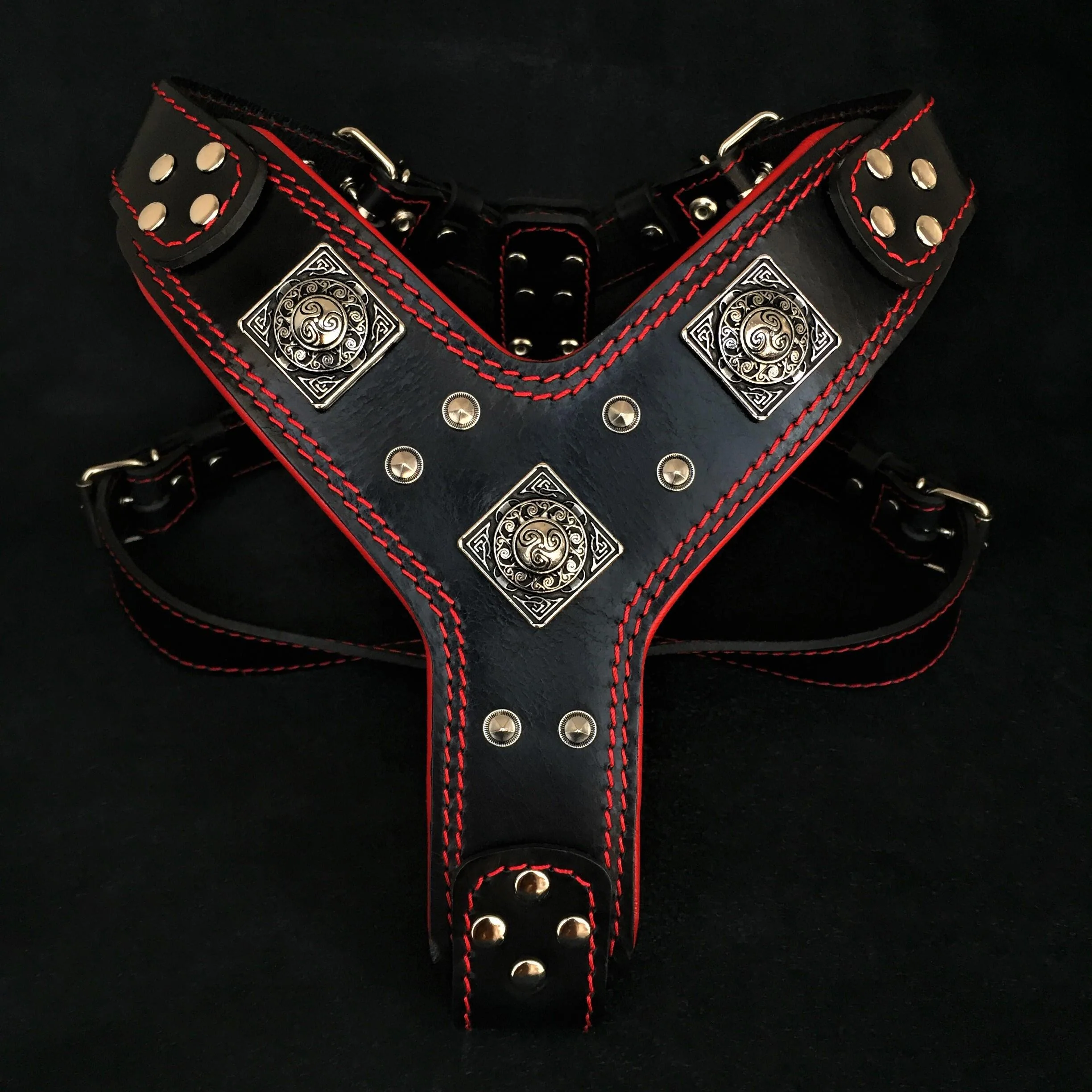 The "Eros" Dog Harness. Black & Red