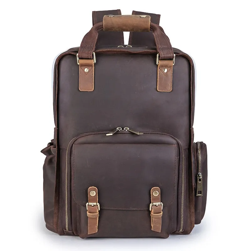 The Gaetano | Large Leather Backpack Camera Bag with Tripod Holder - Image 12