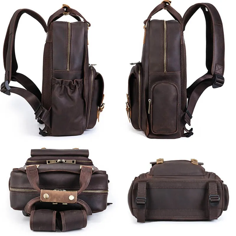 The Gaetano | Large Leather Backpack Camera Bag with Tripod Holder - Image 17