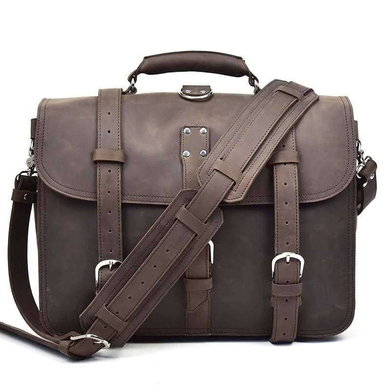 The Gustav Messenger Bag | Large Capacity Vintage Leather Messenger Bag - Image 10