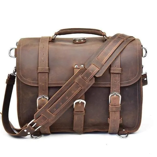 The Gustav Messenger Bag | Large Capacity Vintage Leather Messenger Bag - Image 12