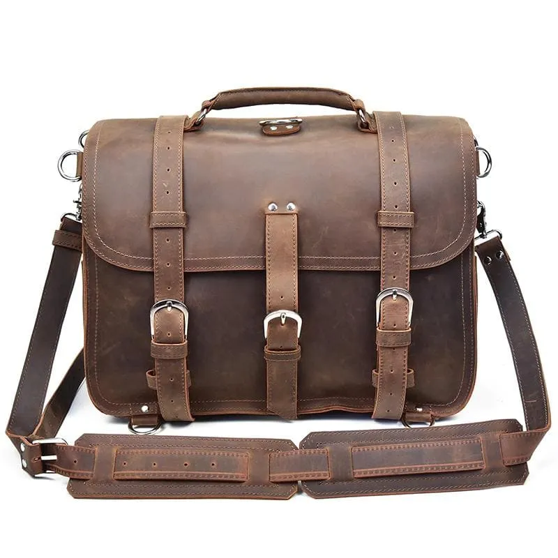 The Gustav Messenger Bag | Large Capacity Vintage Leather Messenger Bag - Image 15