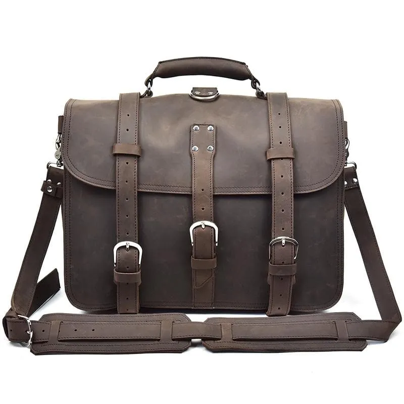 The Gustav Messenger Bag | Large Capacity Vintage Leather Messenger Bag - Image 17