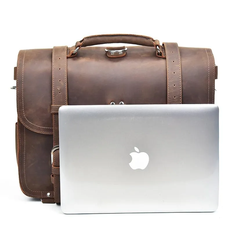 The Gustav Messenger Bag | Large Capacity Vintage Leather Messenger Bag - Image 28