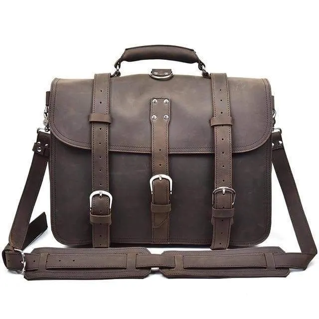 The Gustav Messenger Bag | Large Capacity Vintage Leather Messenger Bag - Image 5